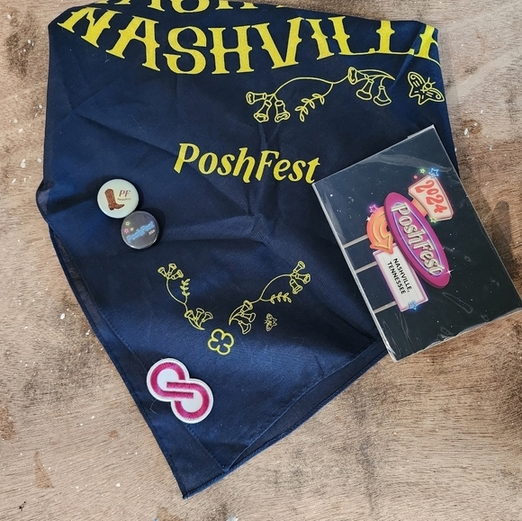 Poshfest 2024 Nashville Bandana and Pins Set - Picture 2 of 6